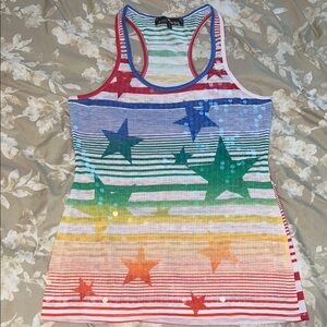 Almost Famous Rainbow Sequin Fitted Tank Top Size Medium